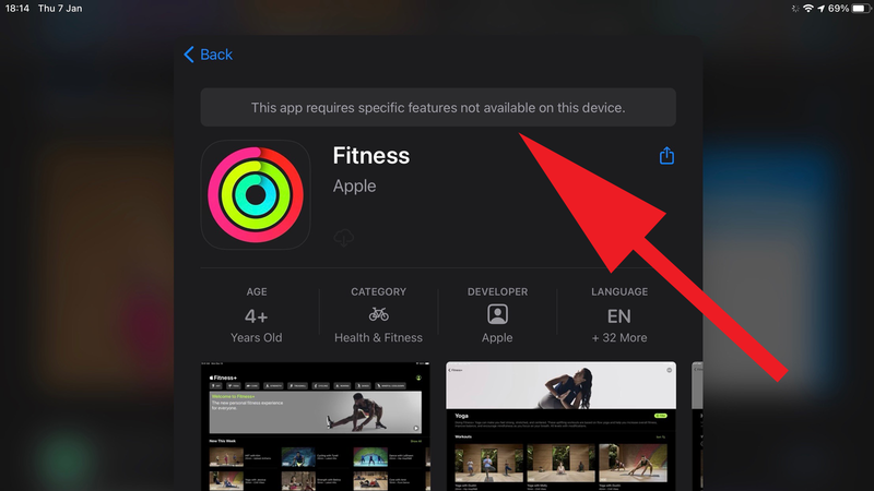 How to install Fitness on iPad: Problems